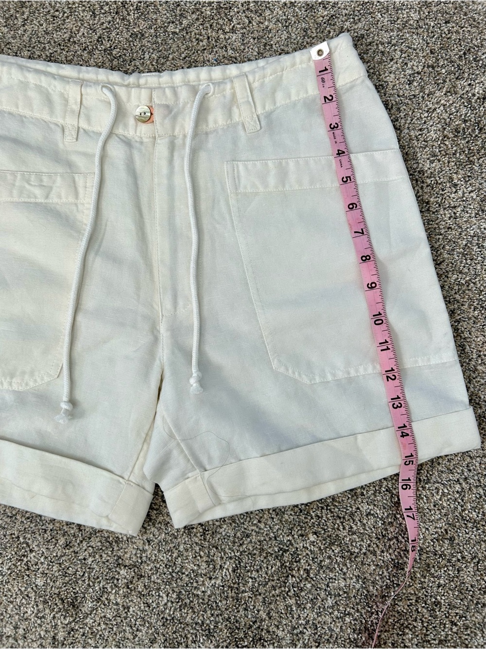 Sundance Cream High-Waist Drawstring Utility Shorts - Picture 6 of 6